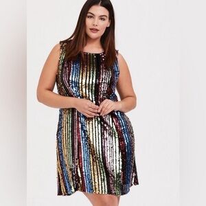 Torrid Mini Sequin Trapeze Dress Size 4X Rainbow